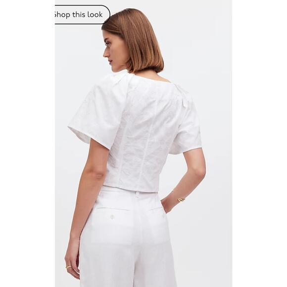 NWT Madewell  Darted V-Neck Top in Floral White Size 8 Retail $92 - Picture 4 of 7